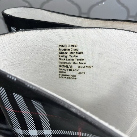 Aqua Stop Womens Pre-owned Waterproof Black/White/Red Plaid Rain Boots - sz. 8M - Picture 6 of 7